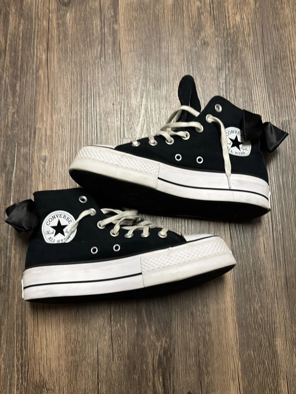Converse Kids Black High-Top Sneakers with White Sole and Star Patch